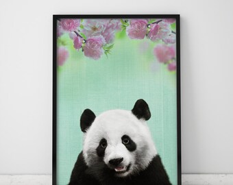 Panda Wall Art Panda Print Baby Room Decor Baby Girl Nursery Panda Art Panda Bear Panda Poster Baby Room Wall Art Baby Room Art