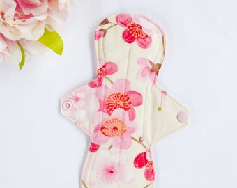 1x Cloth menstrual pads,cloth pads, panty liners, mama cloth, pick your flow & length, pretty peach blossom