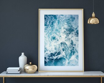 Ocean print, ocean wall art, ocean photography, water print, ocean waves print, coastal print, blue wall art, sea print, ocean poster,