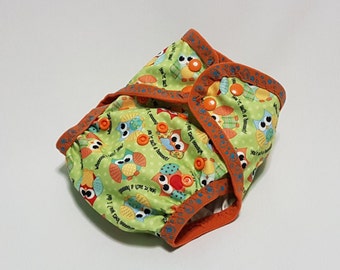 Cloth diaper cover | AI2 | all in two | one size | newborn | prefold | flat | fitted | soaker | nappy wrap | boy girl | owls