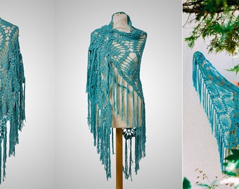 Summer Shawl, Crochet Shawl, Crochet Scarf, Lace Shawl, Boho Shawl, Boho Scarf, Festival Clothing, Festival Accessories, Prayer Shawl, Shawl