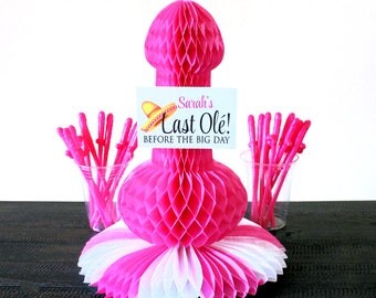 Penis party straws, kit, Bachelorette Party, Pink tissue centerpiece, Bachelorette Party supplies, decorations, Fiesta Bachelorette