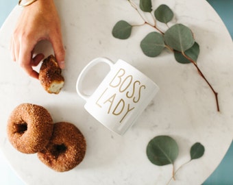 Boss lady mug, Girl boss mug, Coworker Gift, Best Friend gift, Gift for Boss, Coffee Mug, White and Gold mug, Coffee Cup, Gold Mug