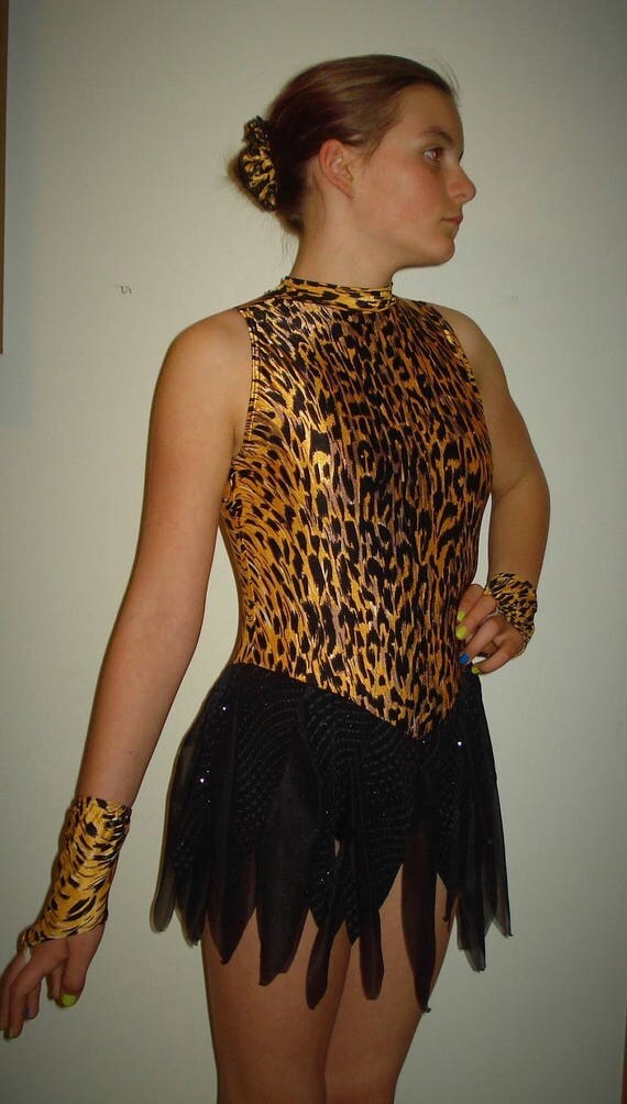 Figure Skating Dress in Animal Print Cheetah Leopard Tiger