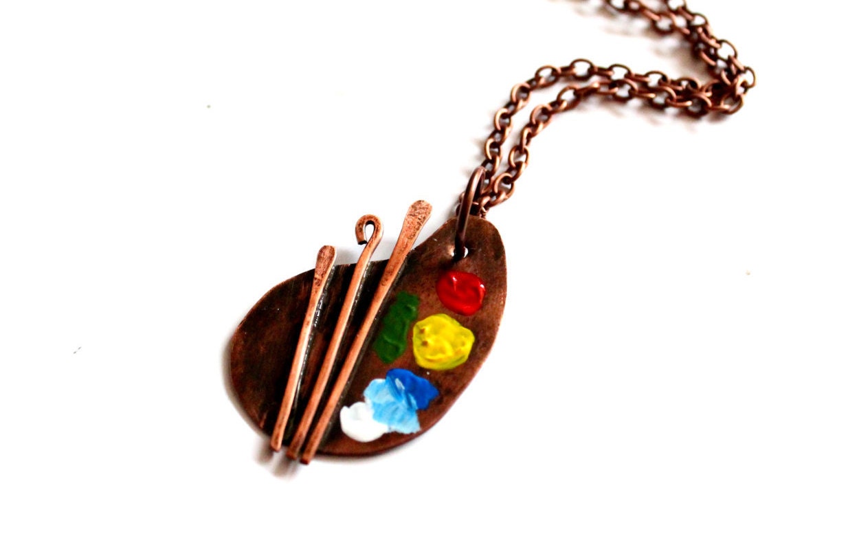 Artistic necklace Artist painting palette necklace Painting