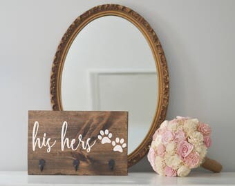 His and Hers Key Holder and Dog Leash Holder, Entryway Organizer, Key Organizer, Wedding Gift, Housewarming Gift