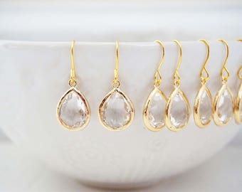 Dainty Crystal Gem Earrings | Bridesmaid Earrings | Wedding Jewelry