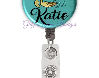 Sea Turtle Retractable ID Badge Holder Reel, Personalized Name Badge Reel, Nemo Badge Holder, Nurse Badge Reel - GG4144