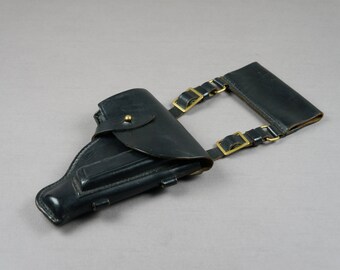 holster, holster USSR, military holster, vintage team, police accessories, black gun holster, black belt holster, leather gun holster