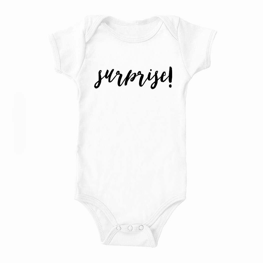 Surprise Pregnancy Announcement Onesie Hand Lettered Onesie