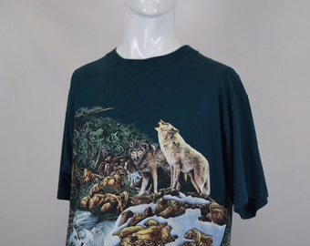 Vintage wolf shirt | Etsy