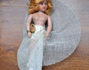 1948 Creepy Cute Sleepy Eye Doll 7.5" Dutchess Doll Corp Blonde Wig Petticoat Jointed Arms and Head Blue Eyes Open and Close Sleeper Doll