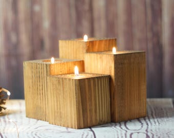 Reclaimed Wood Candle Holder - Rustic Tealight Holder - Primitive Decor - Rustic Decor - Wooden Telight Holder - Rustic Home Decor