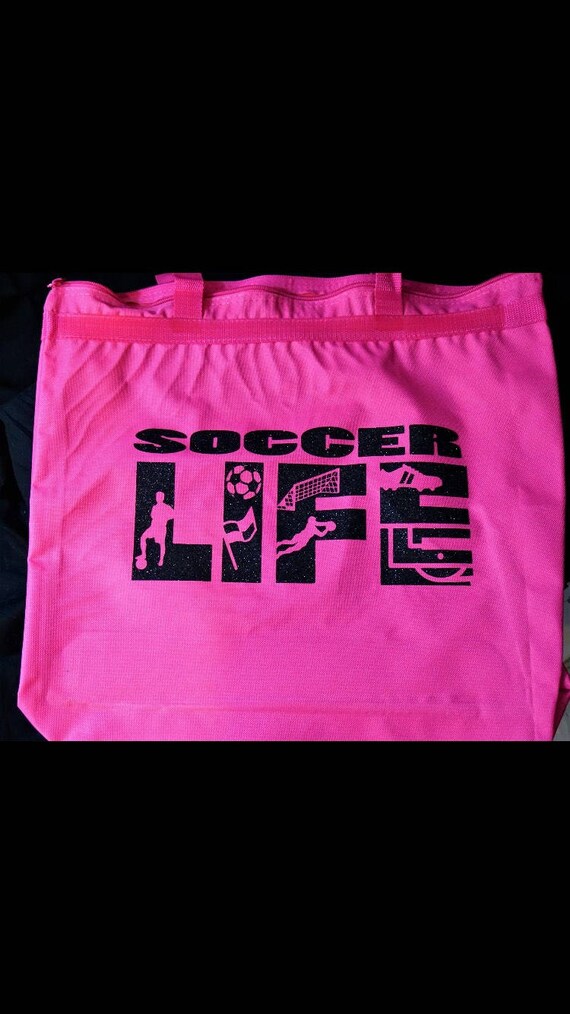 Socfer life tote soccer mom tote soccer tote with zipper