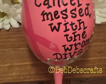 Breast cancer painted wine glass Breast cancer gifts Cancer gifts Breast cancer gifts Cancer survivor gift Cancer Free gift