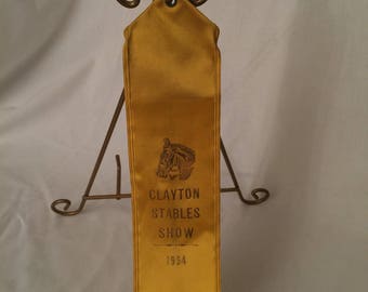 Vintage Horse Competition Ribbon Clayton Stables Show 1954 Mid Century Equestrian Sports Horse Racing Best in Show Award Stables Horses