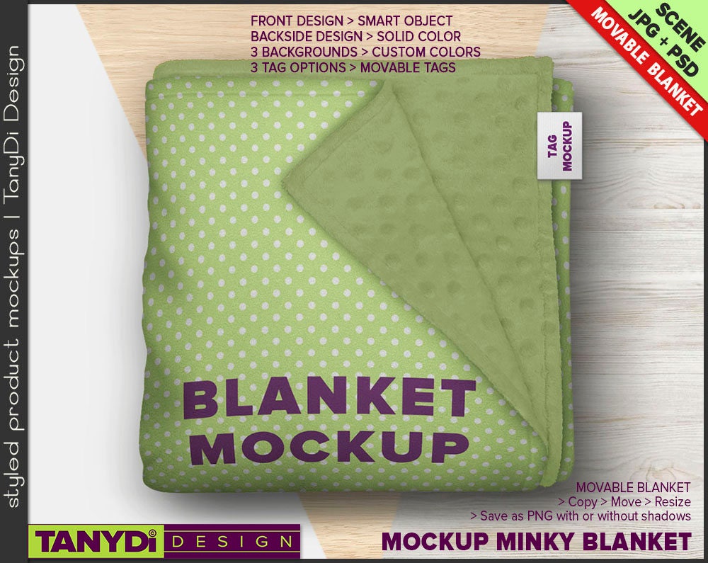 Folded Blanket PSD Styled Mockup Cuddle Dimple Minky