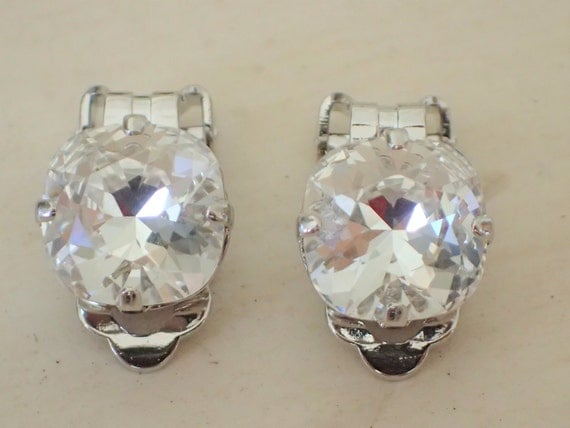 Swarovski Crystal 10mm Cushion Cut Clip On Earrings, Silver