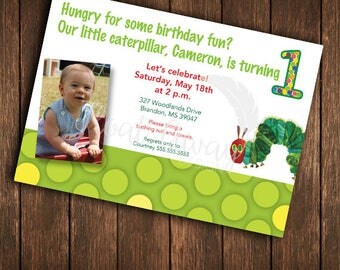 Very Hungry Caterpillar Birthday Invitation