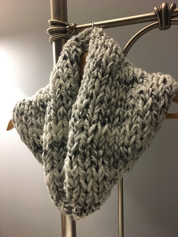 Chunky knit cowl, knit scarf, chunky womens knit scarf, grey scarf, cream colored scarf, oversized knit cowl, womens scarf