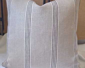 Ralph Lauren 'Basque Vintage Ticking' Custom Pillow Belgian Linen! Custom Pillow Decorative Pillow Throw Pillow!