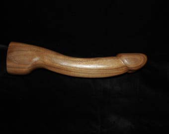 Mature 'Apollo' dildo Long dong Erect penis sculpture Adult wood sex toy Walnut phallus Wooden lingam Erotic massage wand Phallic statue