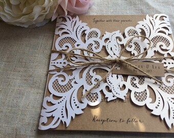 Rustic wedding invitation | laser cut wedding invites | boho wedding invites | bohemian invitation | rustic wedding invitation | lace Invite