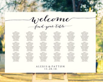 Welcome Wedding Seating Chart Template in FOUR Sizes - 16x20, 18x24, 20x30, 24x36, Wedding Sign Seating Chart Poster, Reception Sign