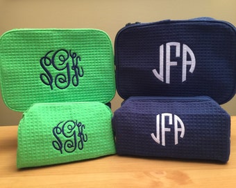 Monogrammed Cosmetic Cases - Monogram Make Up Bag Set - Monogrammed Make Up Bags - Two Cosmetic Bags - Set of 1 Large and 1 Small Size Bags