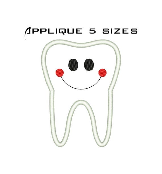 Tooth Embroidery Design Machine Embroidery Tooth Applique