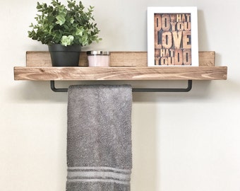Rustic Wooden Rack Ledge Shelf, Ledge Shelves, Wooden Rack, Rustic Home Decor, Towel Rack Shelf, Bathroom Rack, Farmhouse Decor