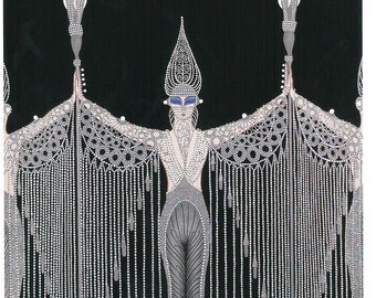 Erte' Art 1920 Litho Print - Les Bijoux de perle - Stunning Beautiful Print ready for framing