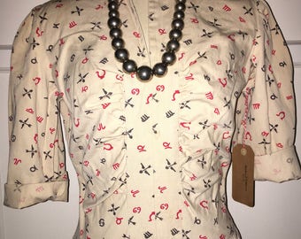 1930s cotton western novelty print dress.