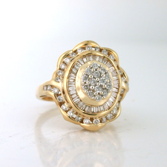 STUNNING 2.50tcw Diamond Estate ring with cake tiers of diamonds and gold 14k yellow gold