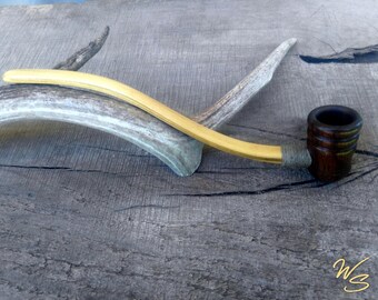 Handmade Long Stem Wooden Tobacco Pipe - Walnut and Poplar