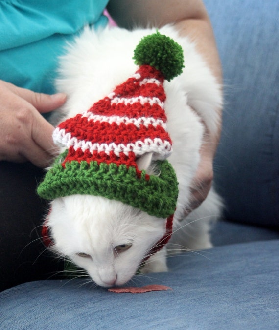 Elf Hat for Cats Cat Elf Hat Holiday Cat Hat Christmas Hat