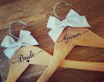 Wedding Coat Hangers (pair), Bride & Groom Clothes hangers, Wedding Attire, Wedding Dress Hanger, Suit Hanger.