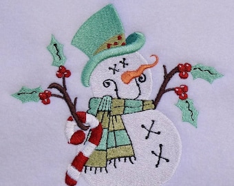 Snowman Embroidery Design - 5x7 Hoop - Christmas - Snowman - Instant Download - snowman design, broderie, Christmas design, prim embroidery