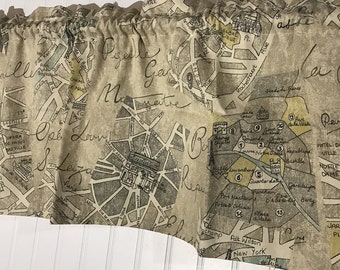 Paris streets patis map curtain valance