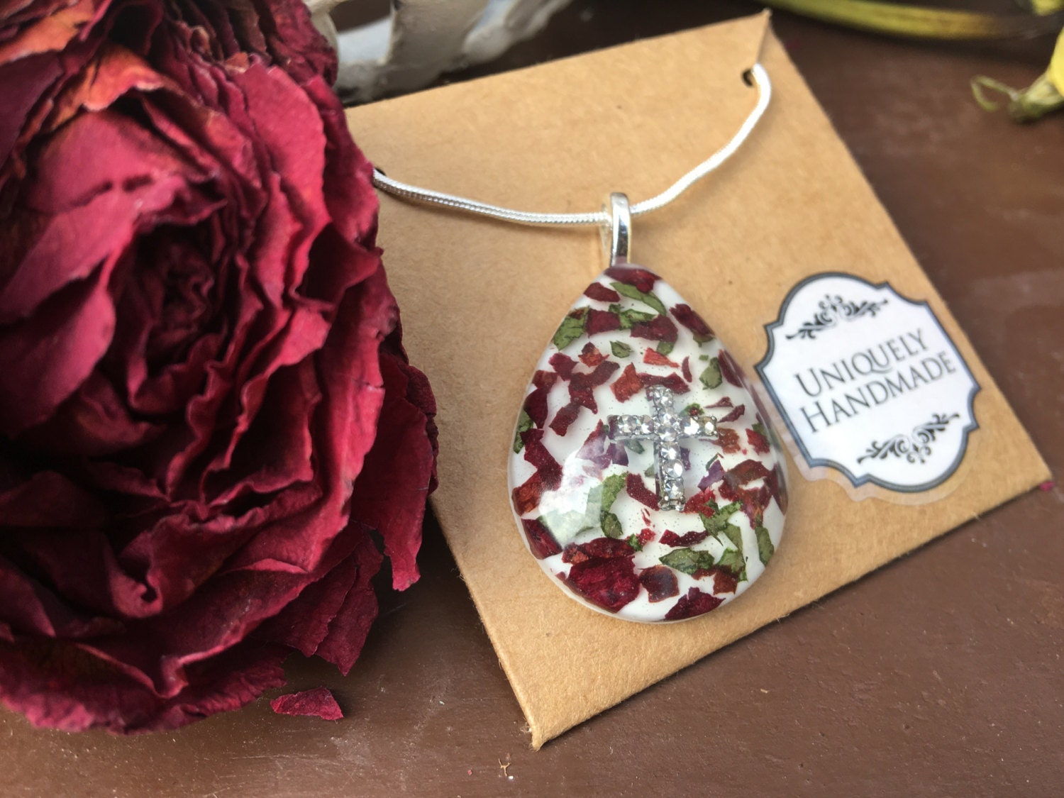 Funeral Flowers Necklace Memorial Flowers by TheFamilyTreeStudio