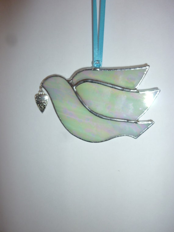 Stained glass White Dove suncatcher