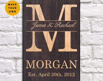 Rustic wedding gift Family Wood sign Mens gift Personalized Bridal shower gift for couple 5th Anniversary gift for her Panel effect Wood art