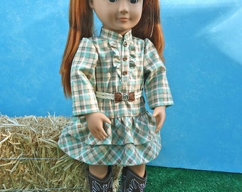 Woven Belt with Plaid Dress - 18 inch Doll Clothes