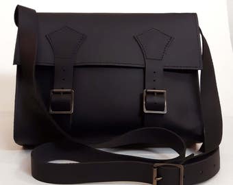 Leather messenger bag, for larp, steampunk, medieval cosplay
