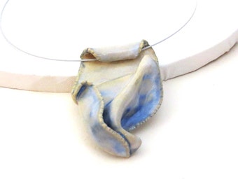 Ceramic Pendant, Pottery Necklace, Stoneware Jewelry, Blue Necklace, Choker Necklace, Necklaces for Women, Girlfriend Gift, Bridesmaid Gift