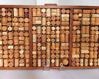 Antique printer's tray custom wine cork memo board wine cork decor office or kitchen memo board wine cork art message board wine