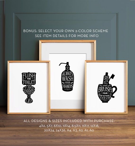  Bathroom  wall decor  PRINTABLE ART Gallery prints set of 3