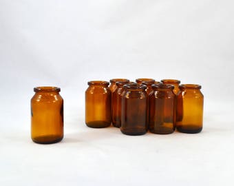 Vintage Brown Apothecary Bottles, Small Amber Glass Bottle Great For Crafting Or Party Favors