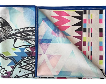 Buffalo Dancer microfiber Yoga towel-yoga- printed yoga mat- tribal yoga mat- dream catcher- tie dye- boho-feathers-yoga mat-towel-beach