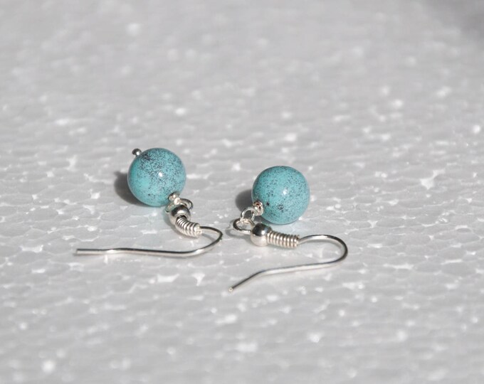 Blue ball earrings, Small earrings for kids, Simple earrings, Small dangle earrings, Small drop earrings, Light blue earrings